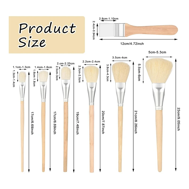 Ensemble de pinceaux en poils de chèvre pour la peinture acrylique, pinceau de vadrouille durable, mélange polyvalent