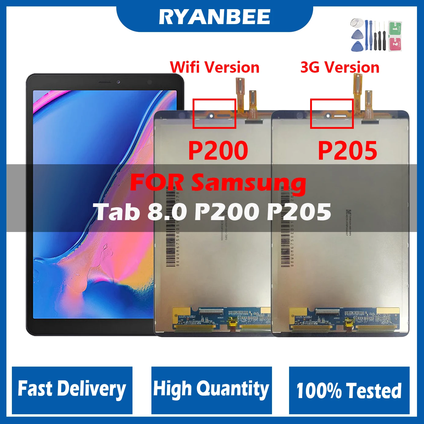 

New 8.0" LCD Screen For Samsung Galaxy Tab A 8.0 2019 P200(Wi-Fi) P205(3G) SM-P200 SM-P205 LCD Touch Screen Digitizer Assembly