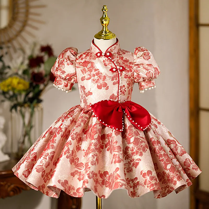 2024 New Spring Children's Dress Fashionable Elegant Girl Birthday Party Piano Performance Princess Gown y1149