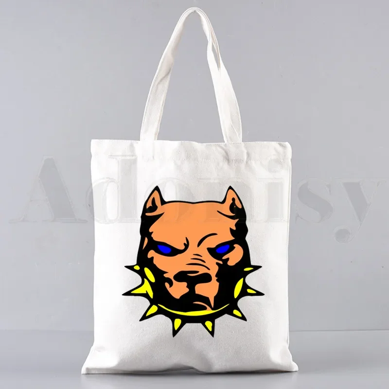 Pitbull Grafik Cartoon gedruckt Leinwand Umhängetasche weibliche Harajuku lustige große Kapazität Öko Umwelt Shopper Tasche