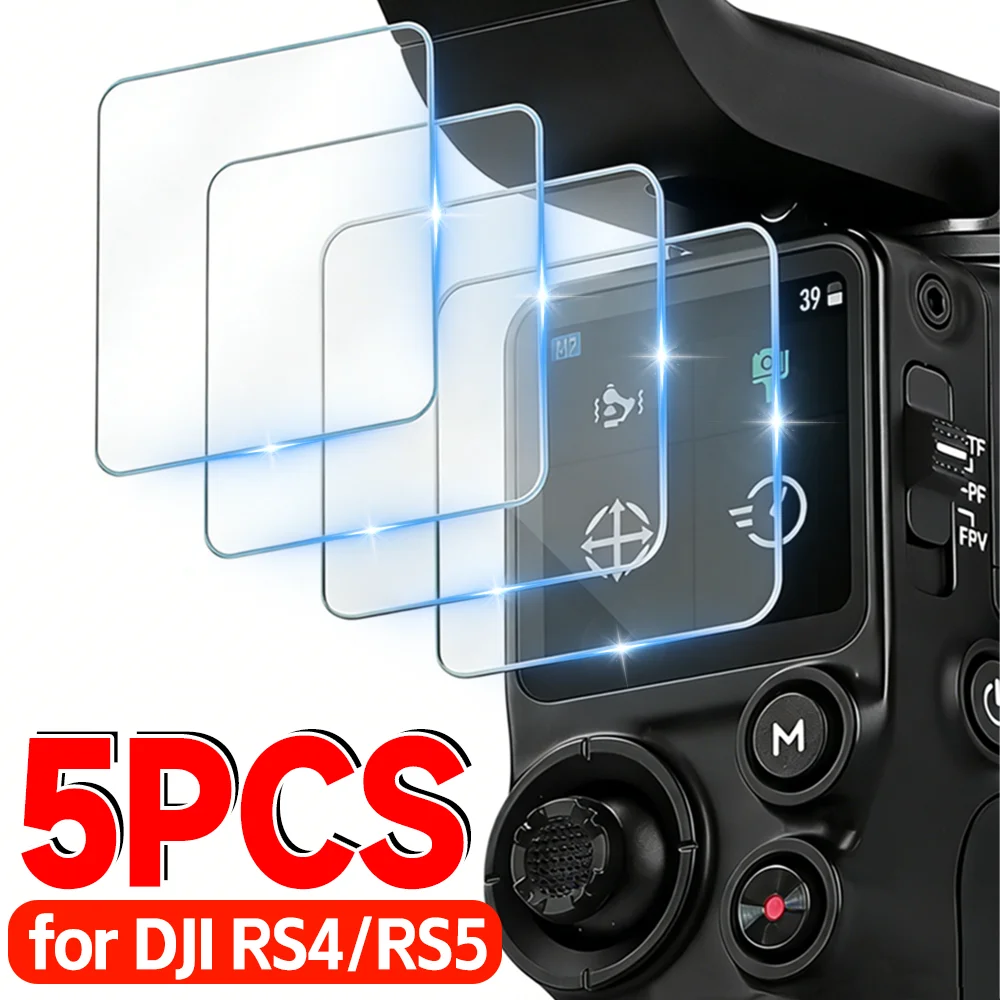 5-1pcs Tempered Glass for DJI RS4/RS5 Ultra HD Screen Protector 9h Hardness Anti-Scratch Protective Films Anti-fingerprint Glass