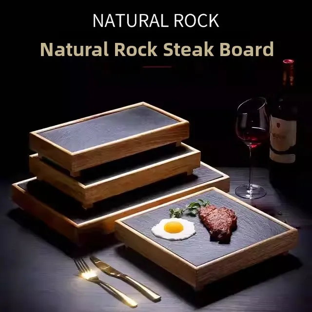 

Bla Slate Plate Wooden Commercial Restaurant Hotel Dining Tableware Board Ro Western Plate Side Di Flat Plate