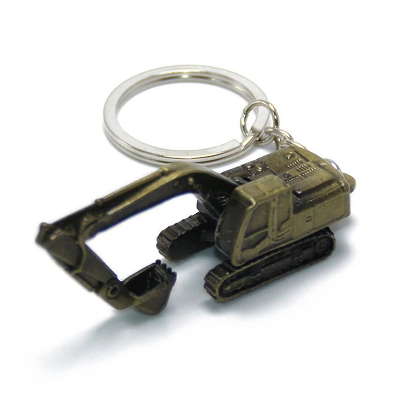 Creative Alloy 3D Three-dimensional Excavator Keychain Pendant Accessory Gift Car Accessories Trendy Charm for Girls