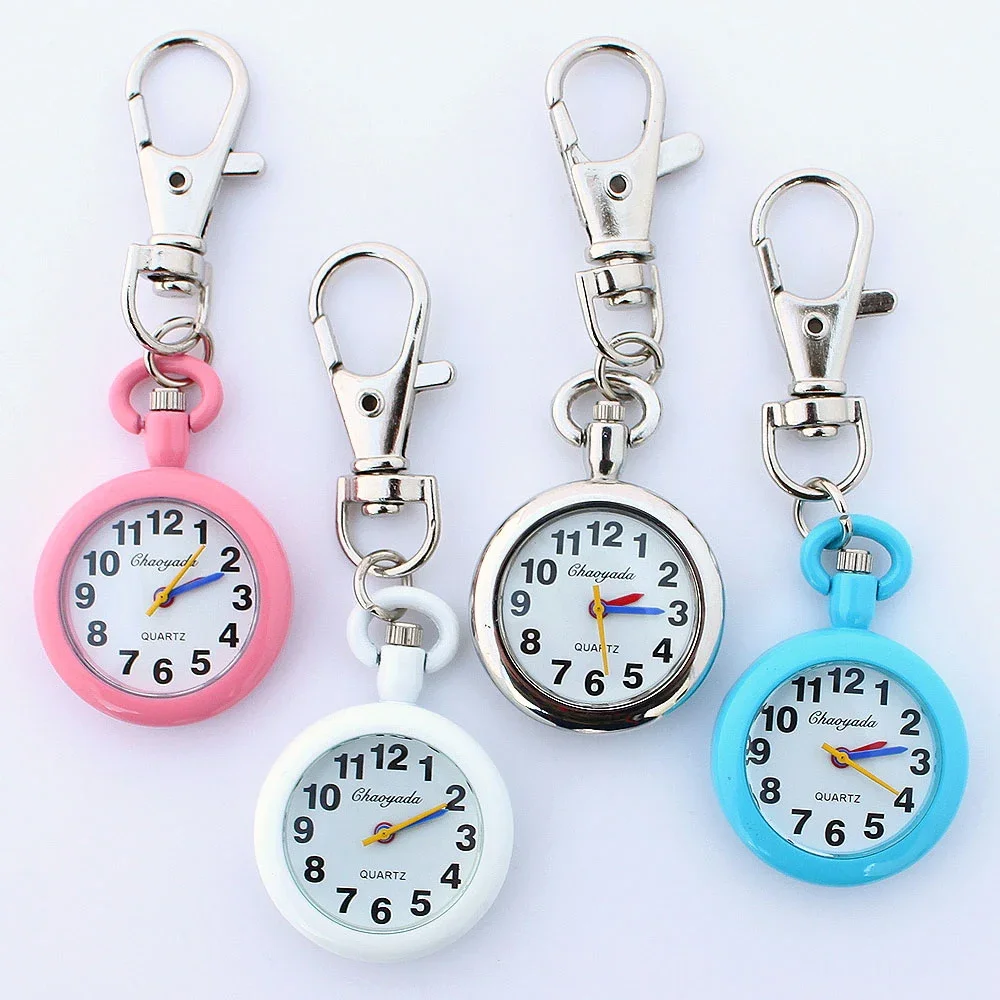 8pcs High Quality New Fashion Colorful Children Watch Pocket Pendant Key Ring Chain Quartz Keyring Watch Necklace Watches Gifts