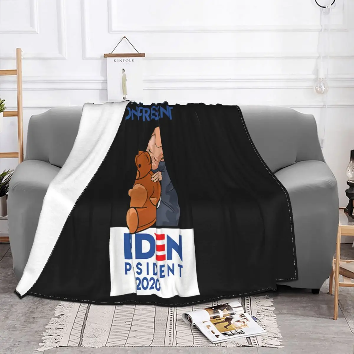 Funny Political Satire Creepy Joe Biden Gift Swea Creative Design 3D Sale Children Halloween Throw Blanket