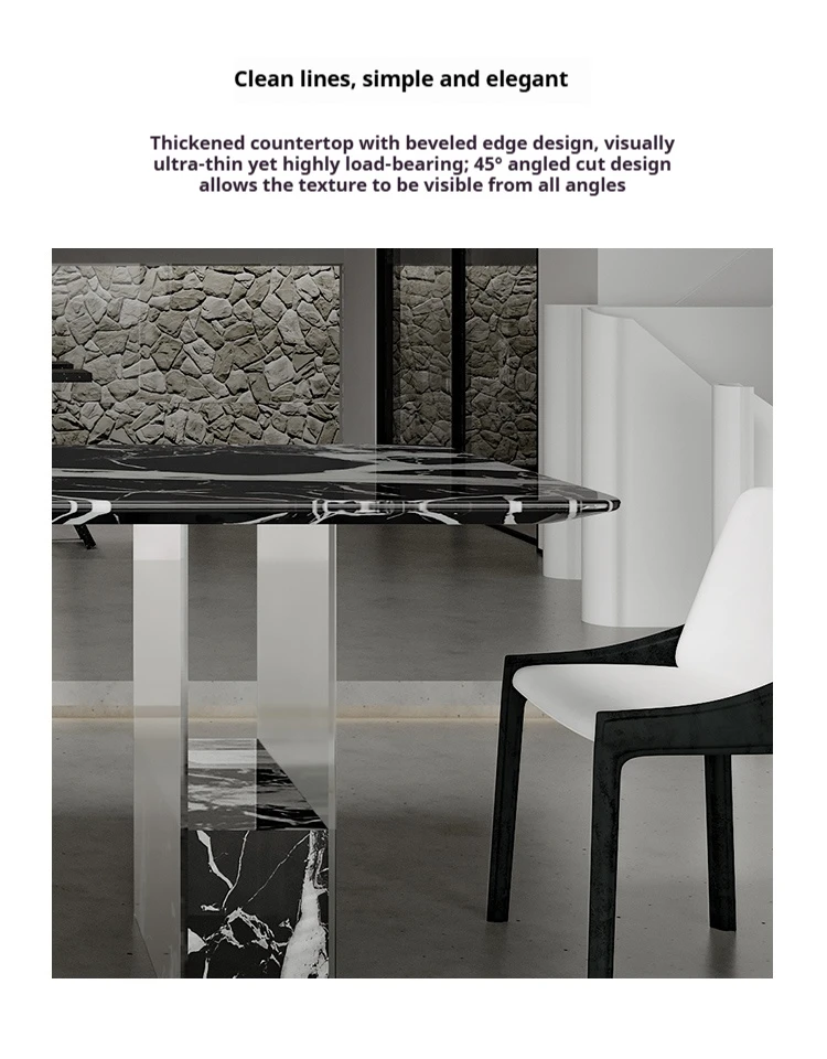 Nordic Minimalist Sintered Stone Dining Table, Anti-scratch Tabletop Home Dining Furniture for Apartment