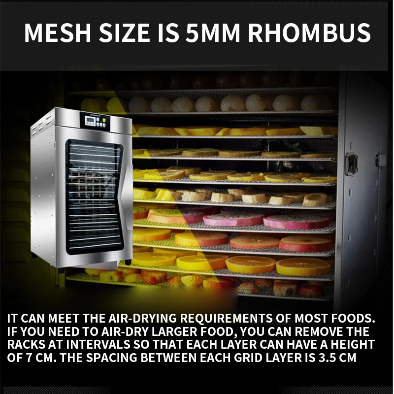 12 طابق الغذاء مجفف الفاكهة ديهيدراتور المنزلية الفولاذ المقاوم للصدأ آلة الفواكه المجففة الخضار الحيوانات الأليفة اللحوم الطب 1000 واط