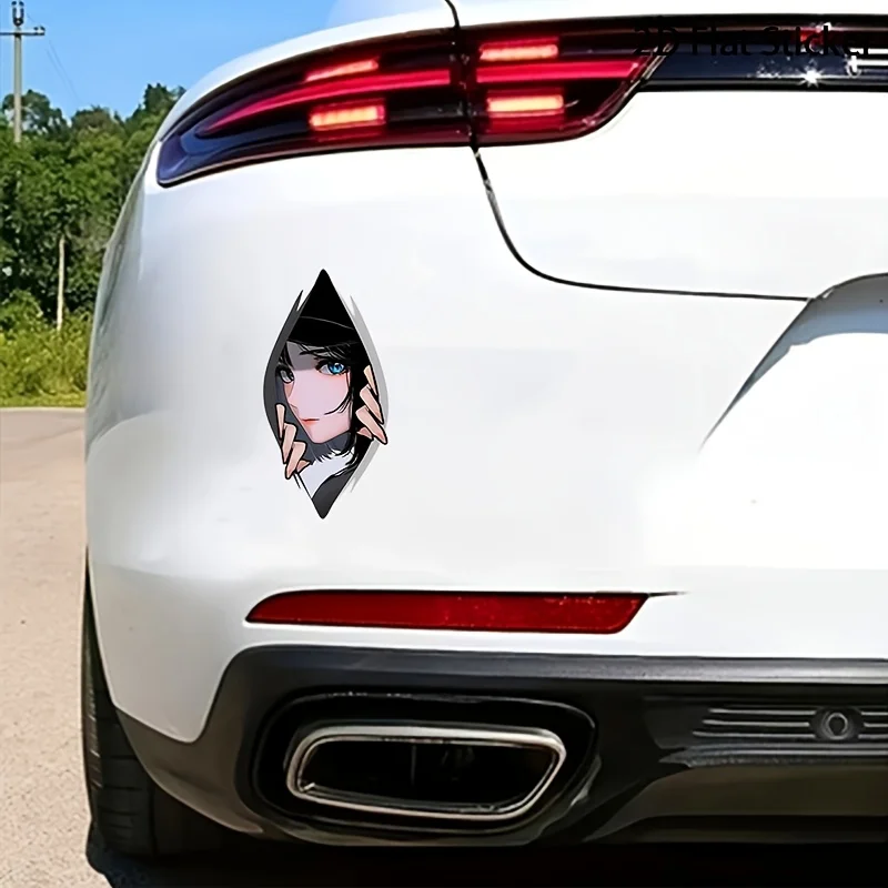 

1pc 7.87 Inch Anime Girl Peeking Vinyl Decal, Creative Sticker for Car Window, Rear Window, Trunk, Camper & Laptop
