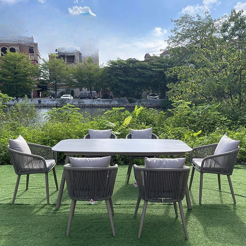 Outdoor tables and chairs courtyard garden leisure drawstring chair Nordic sun room villa open-air European outdoor tables