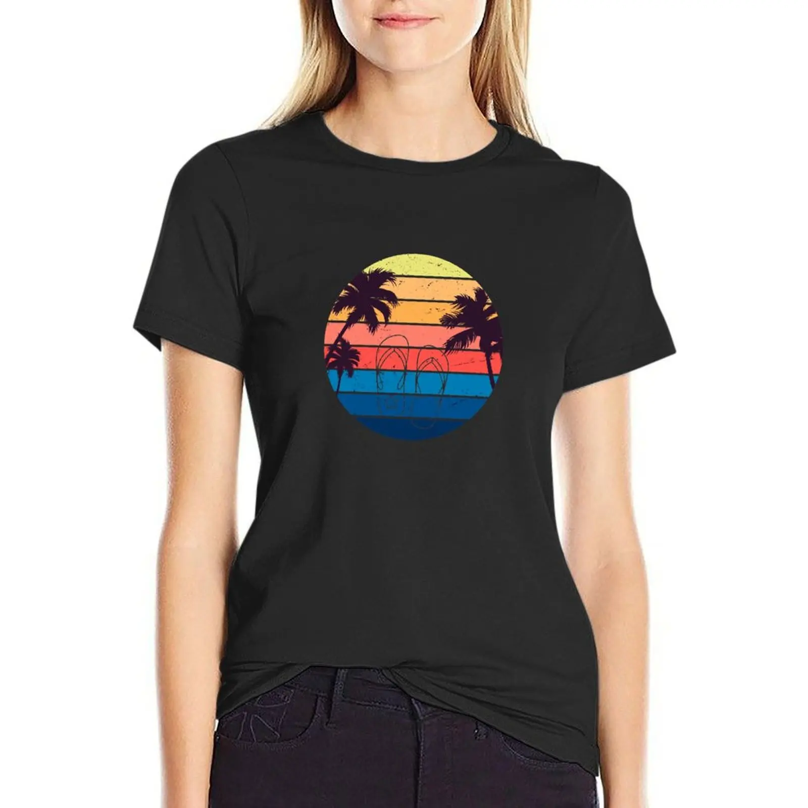 

flip flop day T-Shirt cute tops oversized cute clothes hippie clothes summer blouses woman 2024