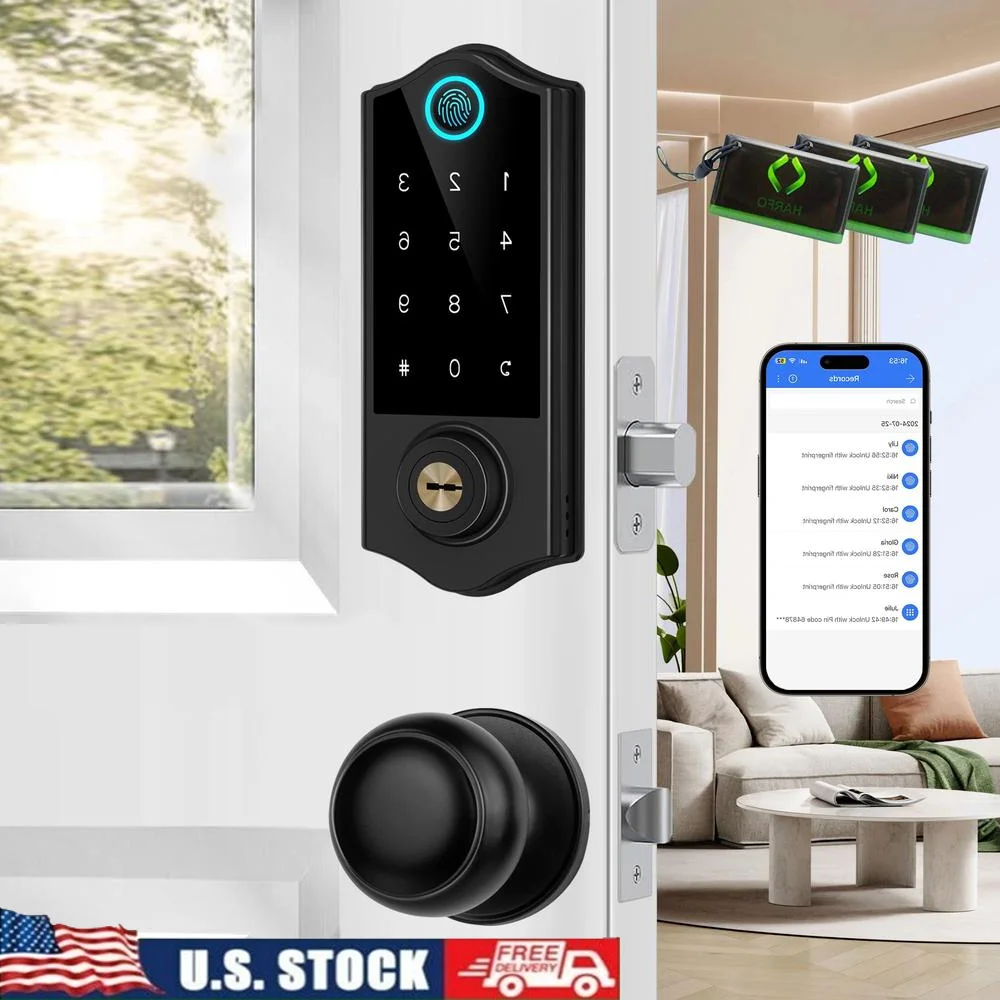 Smart Fingerprint Door Lock Deadbolt Bluetooth Keyless Entry App Control IC Cards Passcode Anti-Drill Biometric Keypad Zinc