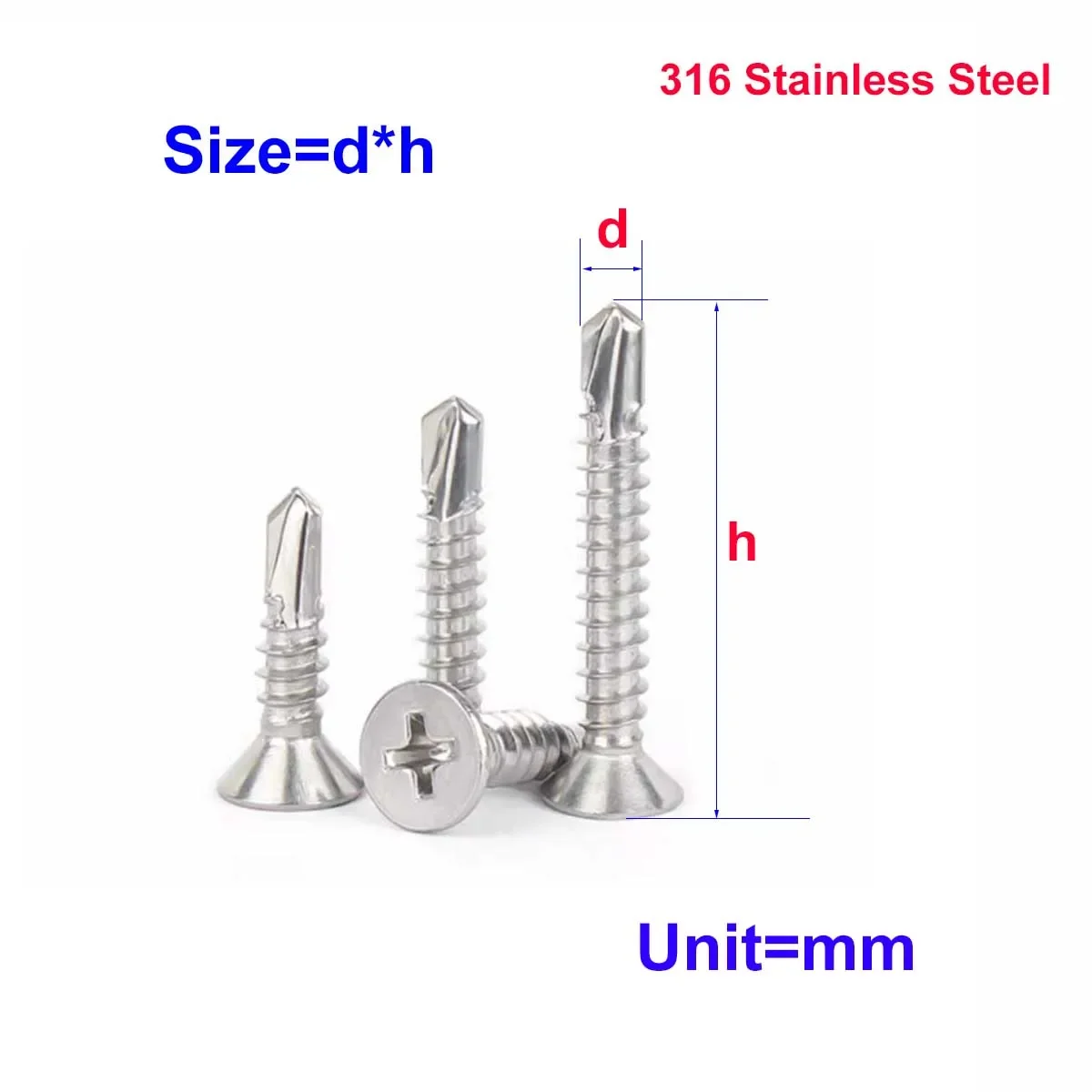 

316 Stainless Steel Countersunk Head Cross Drilled Tail ScreM4.2M4.8M5.5M6.3