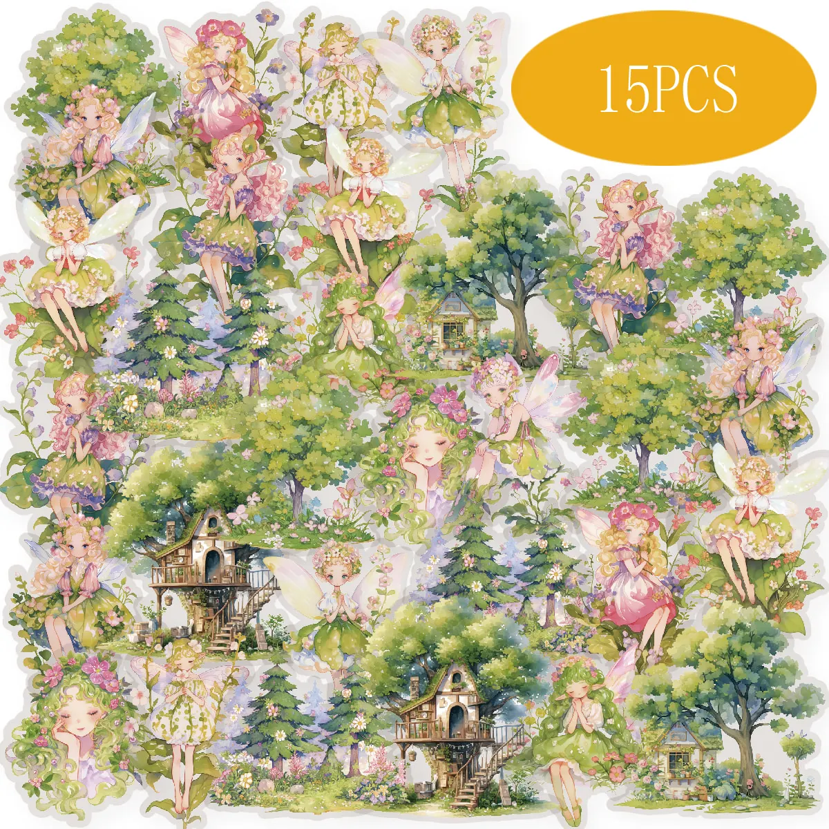 

Etori Life Forest Elves Green Landscape with Elf Girl Pattern Vintage Stickers for Scrapbooking Supplies, Children's Gift Bags, Photo Albums, Student Stationery, Notebooks, Phone Stickers, Children's Stickers