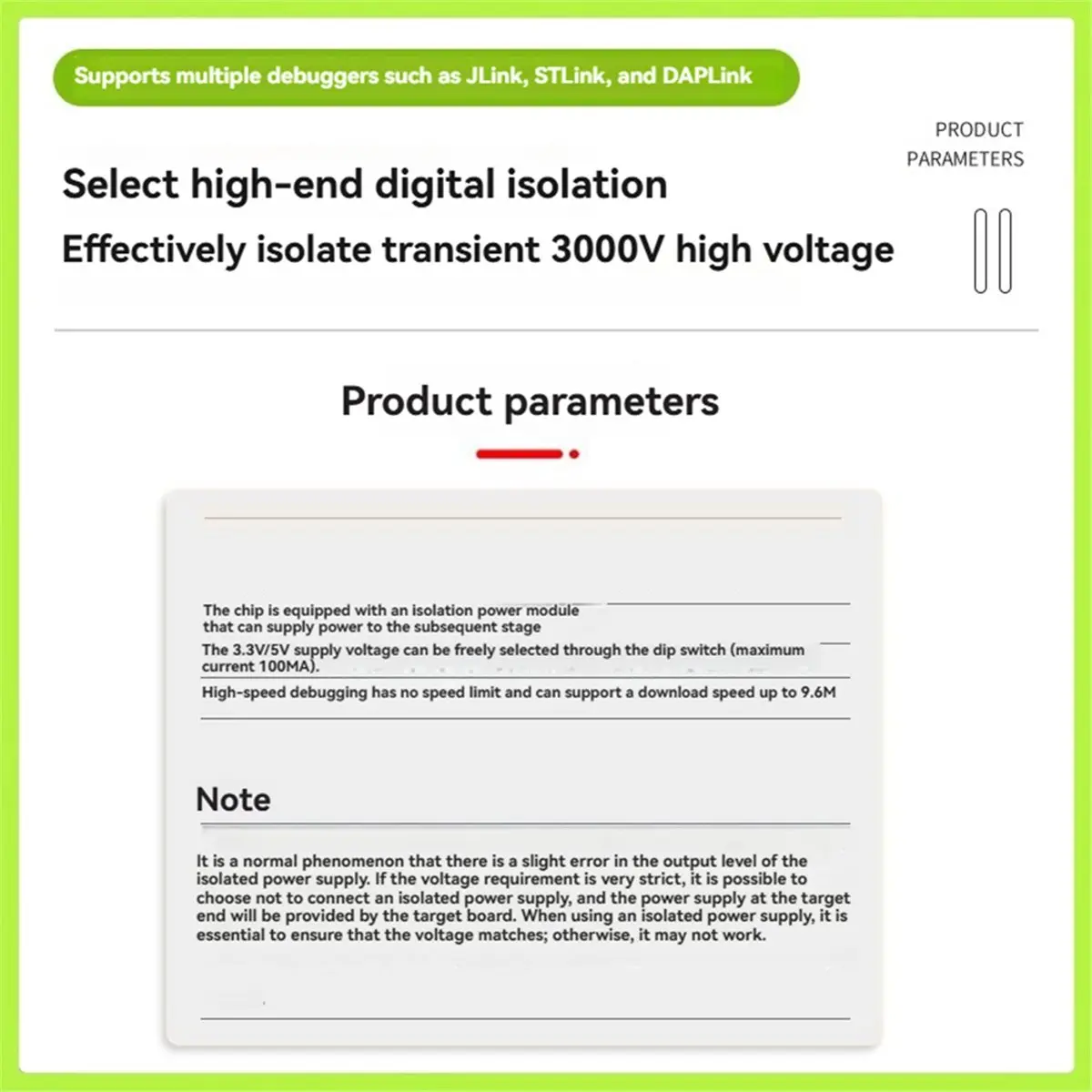 NEW SWD 3000Vrms High Voltage Isolation Emulator Board Supports JLink/STLink/DAPLink Supports SWD High Voltage Isolation