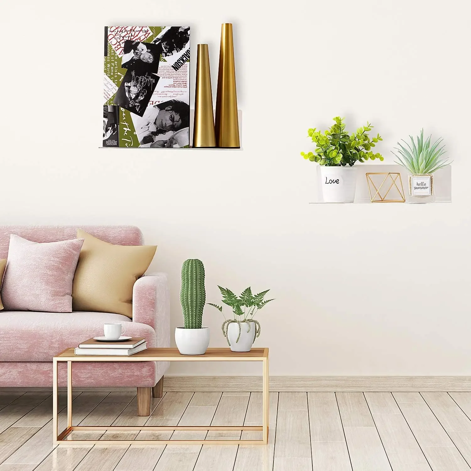 Transparent Acrylic Floating Shelf Wall Hanging Frame Wall Display Frame Clock Loudspeaker Storage Frame Without Drilling