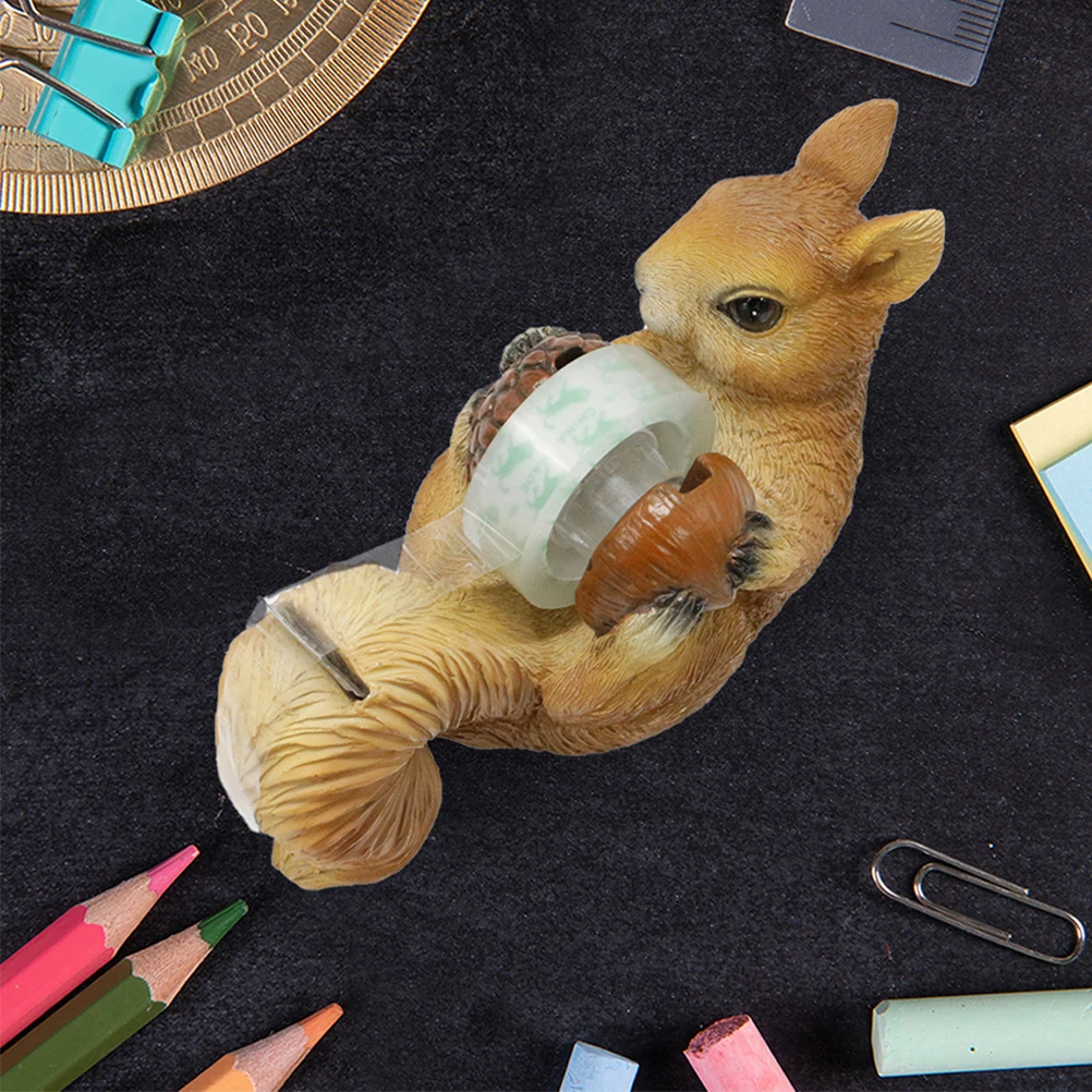 

Squirrel Tape Holder Home Decor Cartoon Dispenser Paper Cutters Animal Bracket Resin Child Desk Accessory Kid