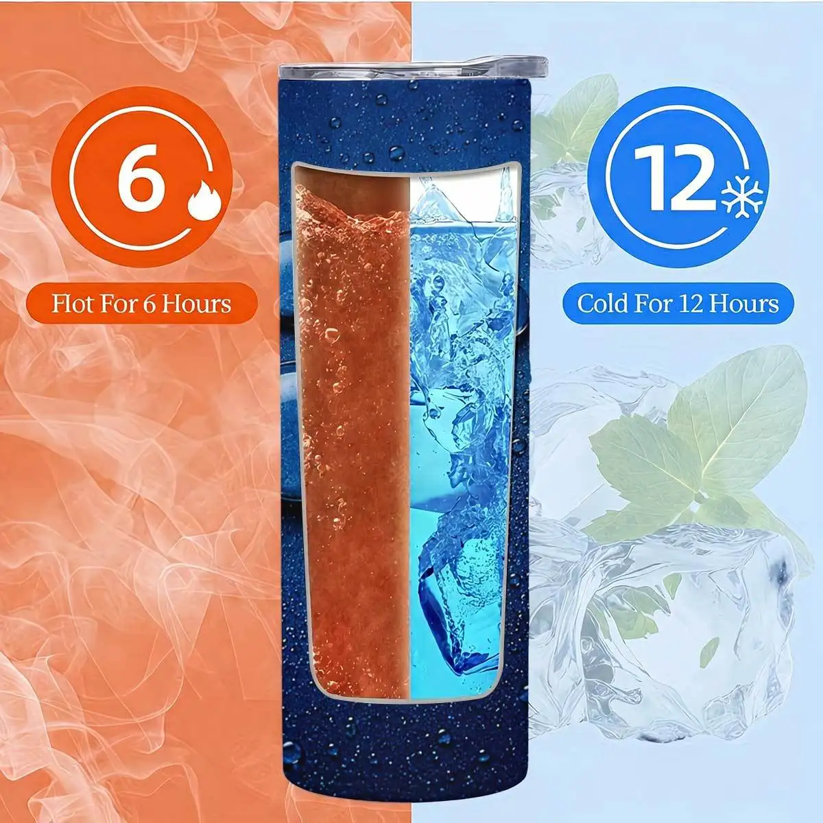 1pc 20oz Blue Water Droplets Pattern Stainless Steel Insulated Tumblers Coffee Office Travel Mug with Lid Cup Daily Use Leakproof And Bpa Free Keep Drink Hot And Cold Ideal Gift for Friends Family Colleagues
