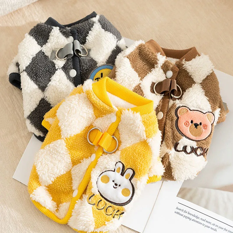 

Winter Dog Clothes Classic Checkerboard Vest Teddy Thickened Cotton Coat Small and Medium Dogs and Cats Warm Clothes