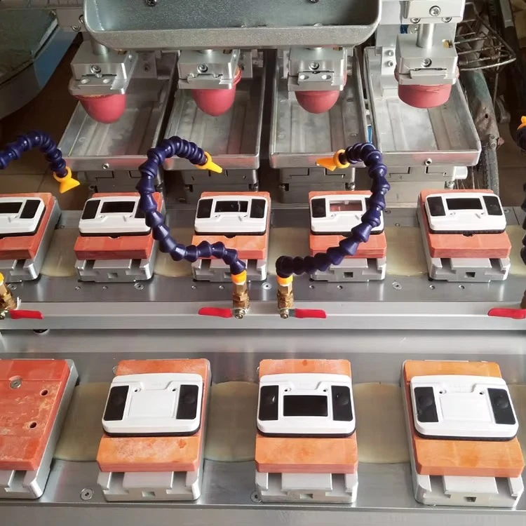 Multi 4 Color Pad Printing Machine Conveyor Open Ink Tray Automatic Tampo Pad Printer For Plastic Cup Ceramic Dinner Plate Logo