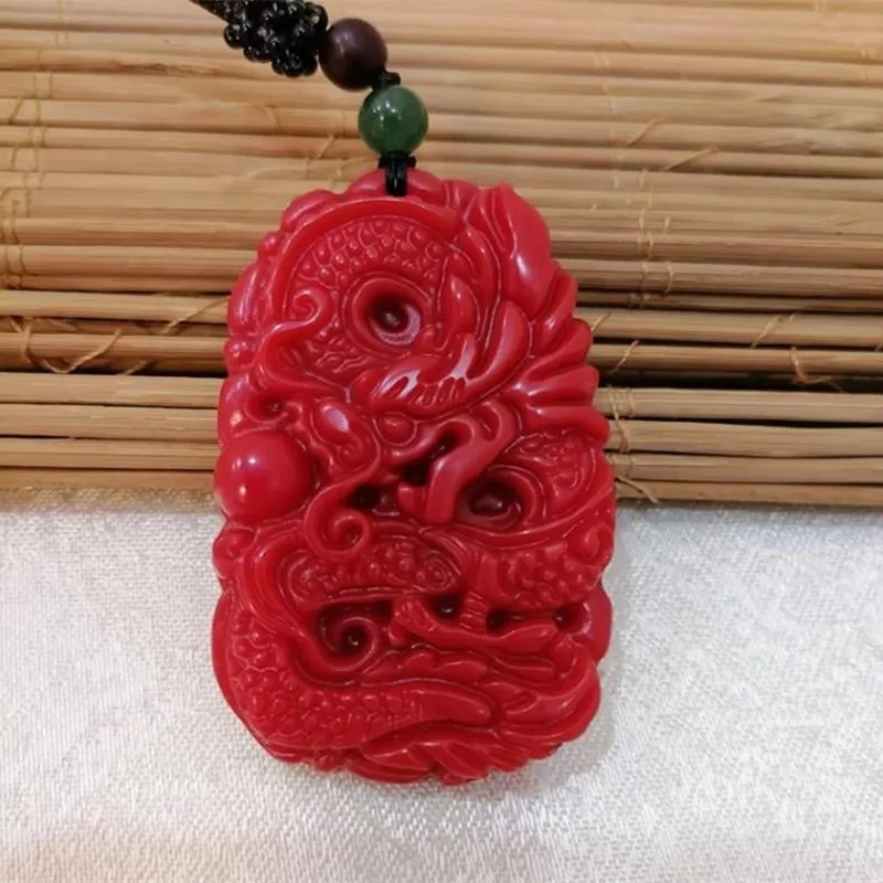 

Natural Red Hand Carved Dragon Jade Pendant Fashion Boutique Jewelry Men's and Women's Zodiac Necklace Gift Accessories