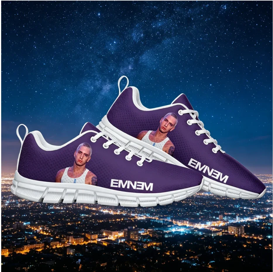 Eminem Custom High Top Sneakers Hip Hop Rapper Print Lightweight Breathable Unisex Street Fashion Casual Shoes