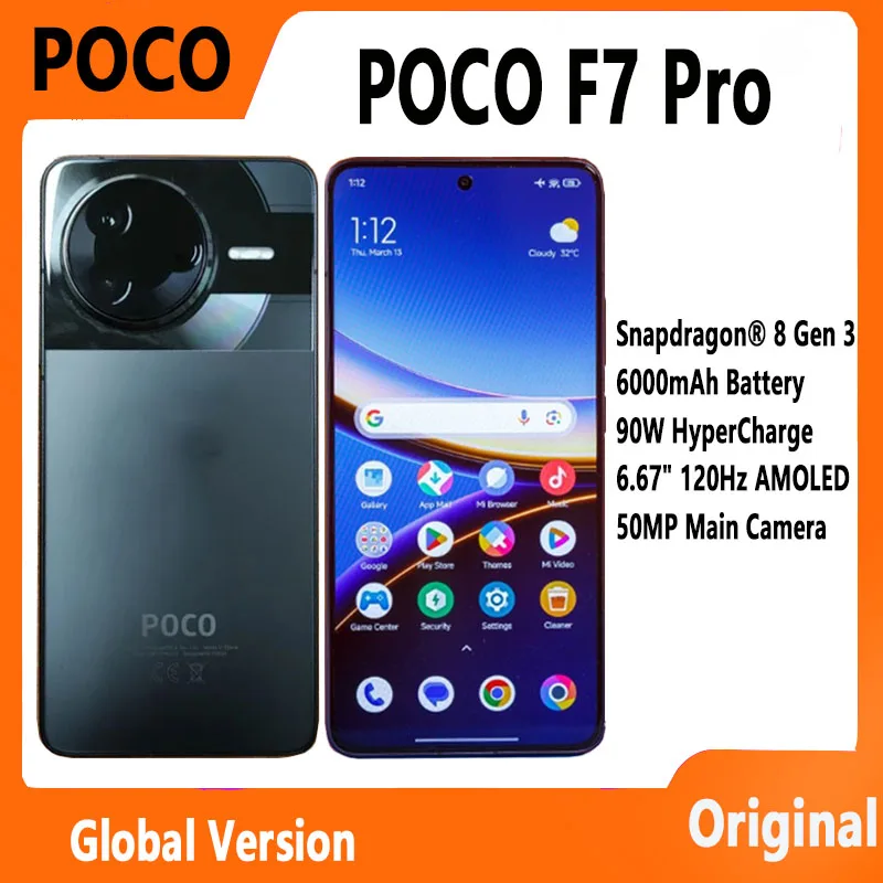 POCO F7 Pro Versión Global Smartphone NFC Snapdragon ®   8 Gen 3 6000mAh 6.67" Pantalla AMOLED 2K 90W HyperCharge 5G