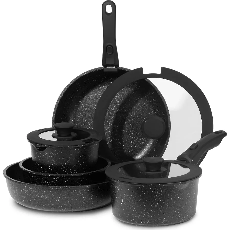 

Наборы посуды с антипригарным покрытием со съемной ручкой для эффективной кухни, набор кастрюль и сковородок с керамическим покрытием, совместимый с A