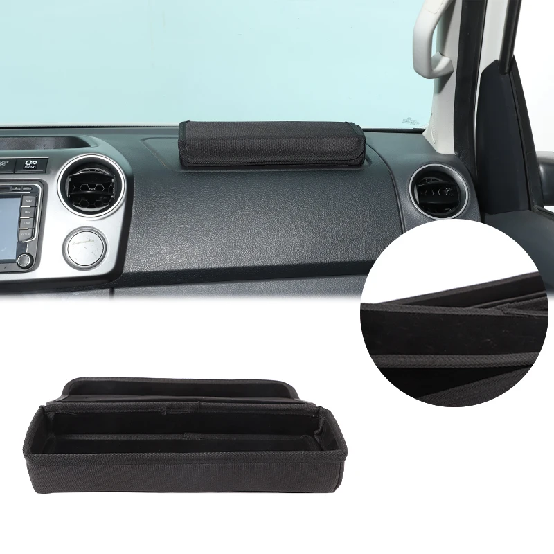 For VW Amarok 2011-2022 1Pc Oxford Cloth + Fleece Passenger Dashboard Storage Box Organizer Tray Glovebox Interior Accessories