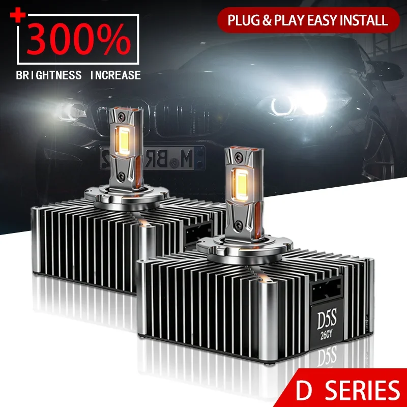 2PCS D5S LED Car Headlights Bulbs 300W D1S D3S D8S D2S/R D4S/R Turbo Lights Cool White Auto Lamp Plug&Play HIDConversion Kit 12V