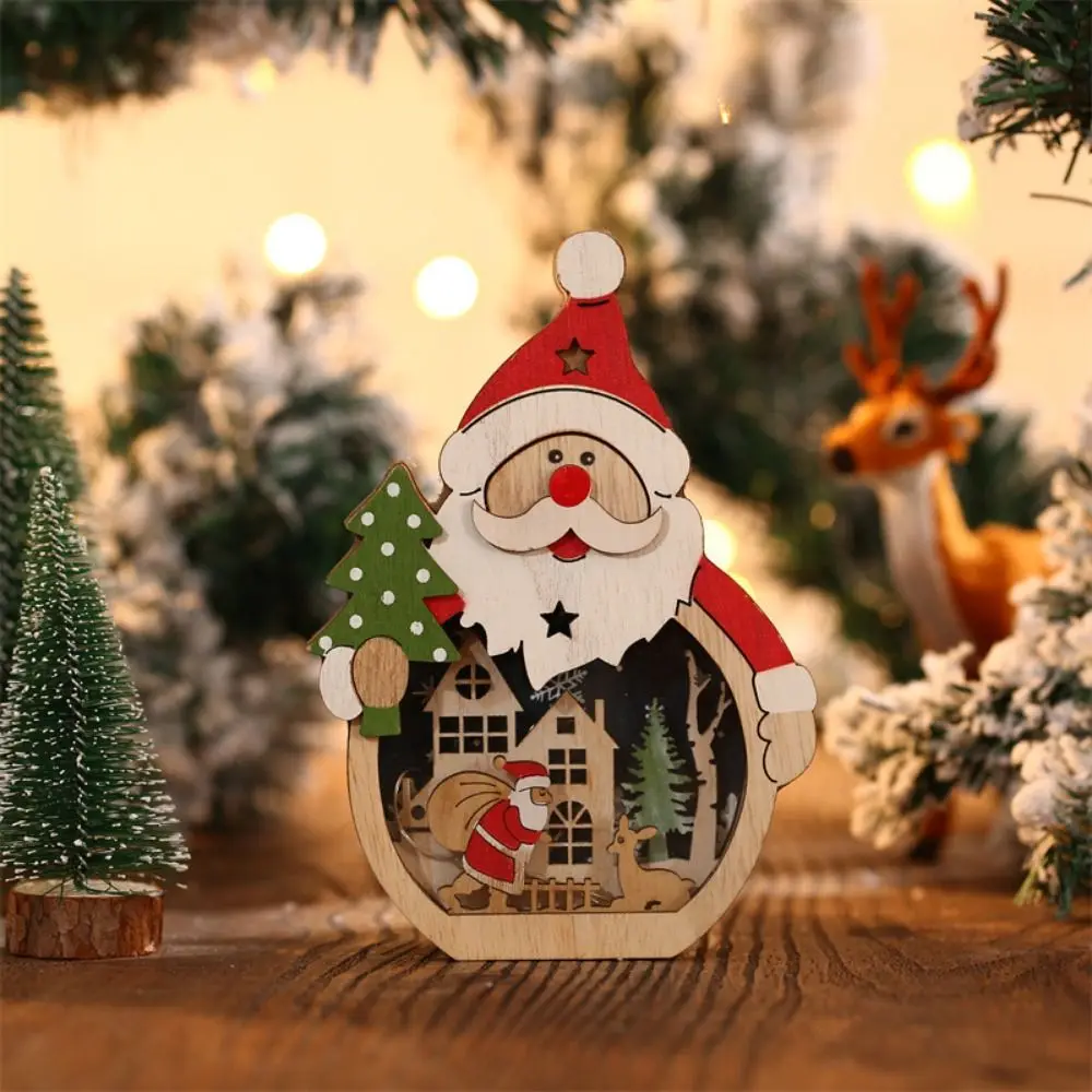 Creative Santa Snowman Ornament Household Window Display Wooden Christmas Decorations Led Lighted Durable Christmas Light