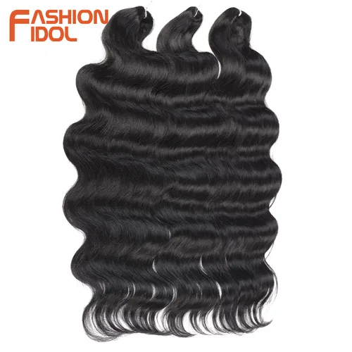Imagen 2 del producto FASHION IDOL, 24 pulgadas, suave, largo, ondulado, pelo de ganchillo, trenzas de pelo sintético, cola de caballo, extensión de cabello, Rubio degradado, marrón, pelo falso