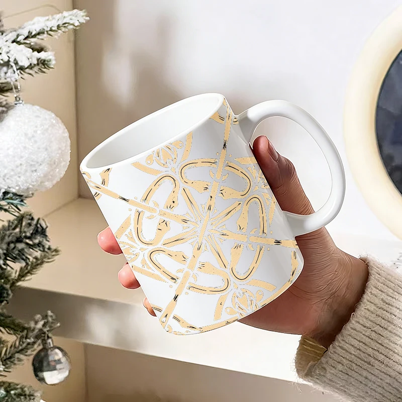 Retro geometric tile style ceramic mug, coffee cup, milk cup, office tea cup, drinking cup, does not fade, gift for friends