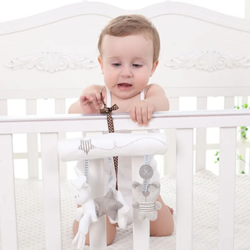 新生児用超柔らかくて可愛いウサギのベビーカーペンダント、ベッドベル、ぬいぐるみ、睡眠を寄り添う、心を落ち着かせるパズルおもちゃ