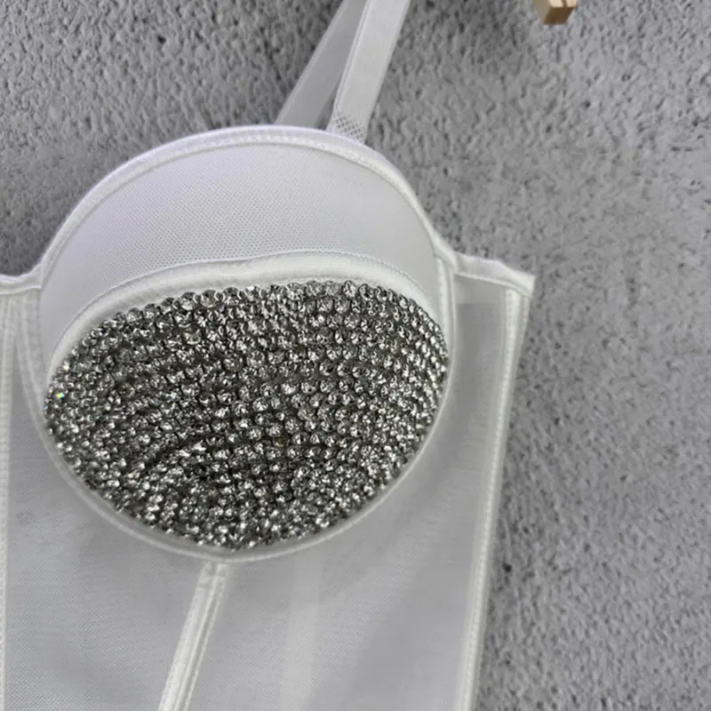 Chi naya-Soutien-gorge sexy pour femmes, bustier avec biscuits, longueur moyenne, corset en gaze confortable, été