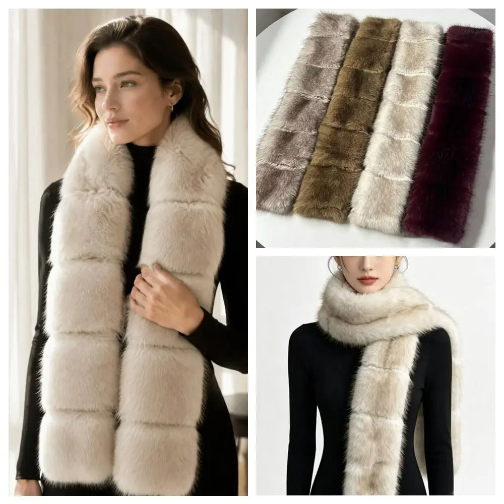 Fleece Neck Gaiter Thick Fluffy Scarf Imitation Mink Fur Warm Winter Scarf Neck Warmer Soft Texture Long Faux Fur Scarf Winter