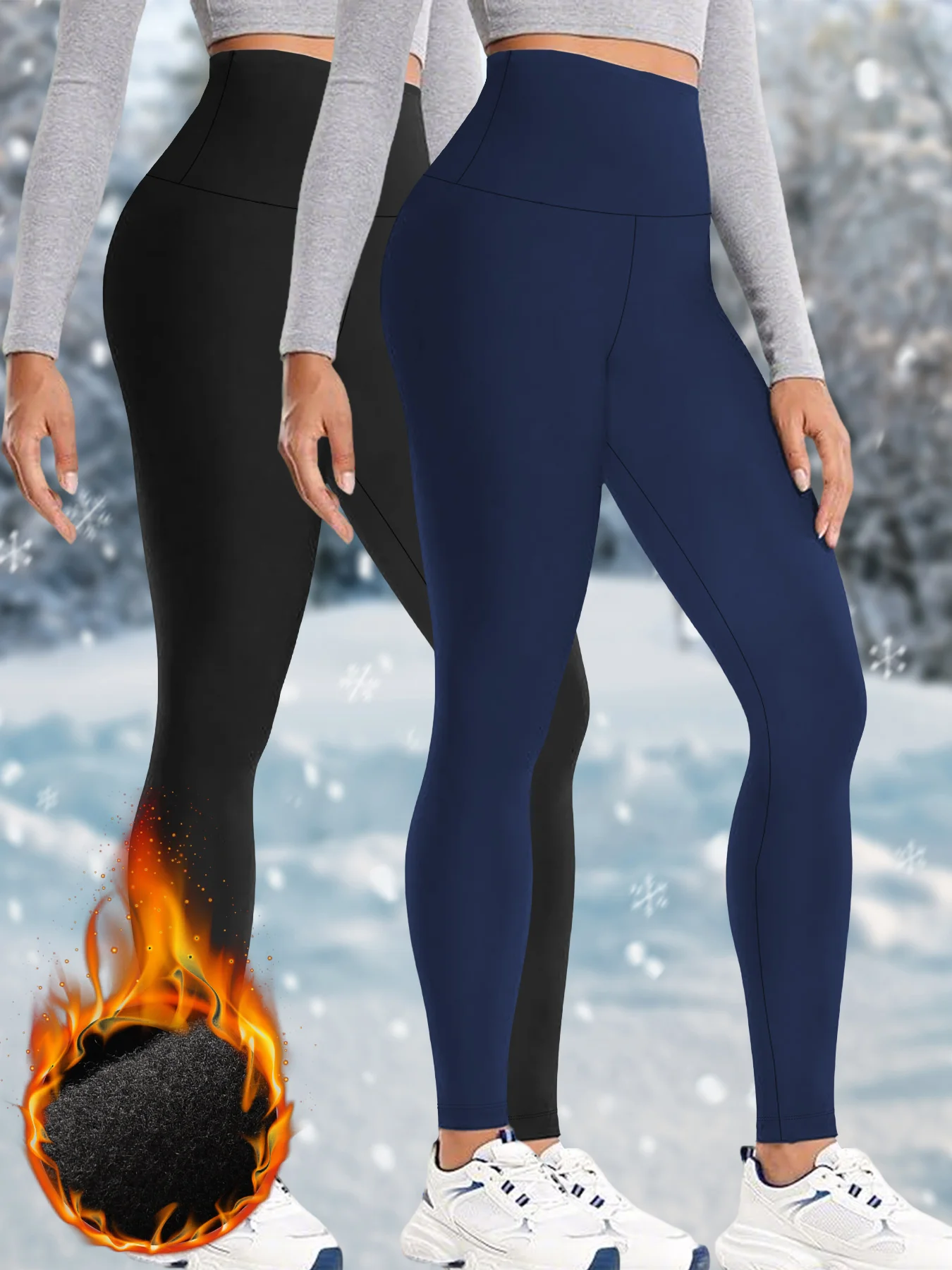 

Комплект из 2 термолеггинсов с высокой талией и флисовой подкладкой. Разработан для женских зимних тренировок и бега в холодных климатисах.