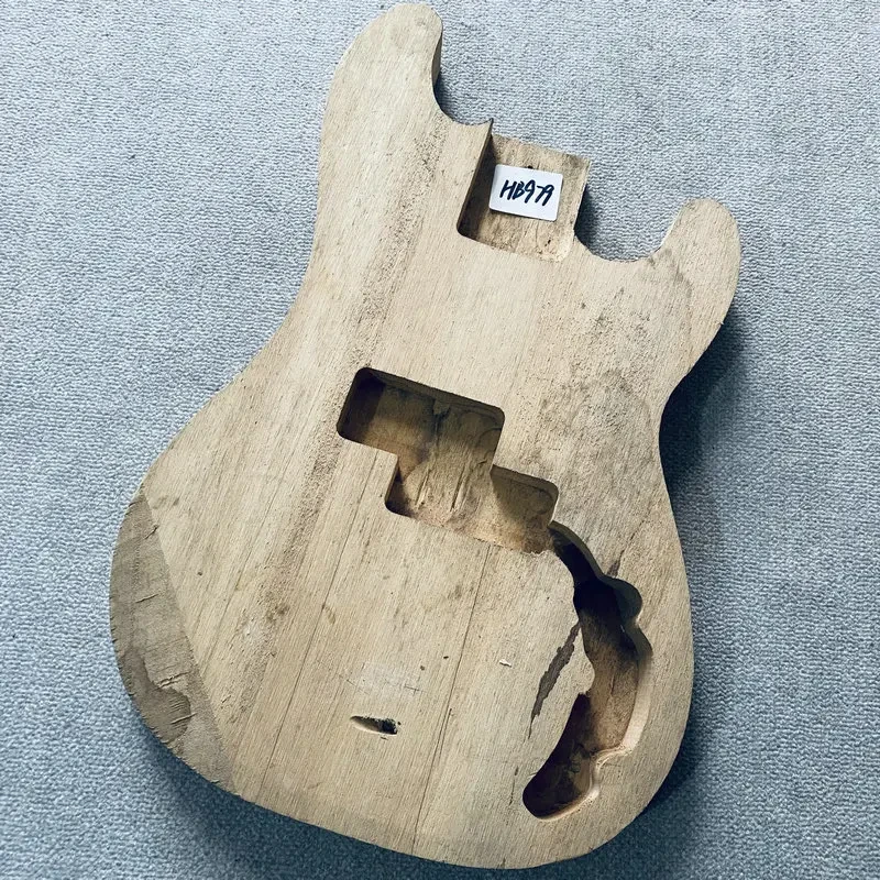 HB979  Unfinished Solid Wood 4 String PB Electric Bass Guitar Body No Paints Dirty & Damaged Replac DIY Parts