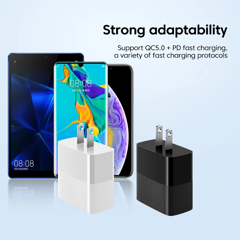 Elough 100W Fast Charging USB LED Charger PD Quick Charge 5.0 USB Type C Charger Adapter For iPhone  Max Samsung Xiaomi Huawei