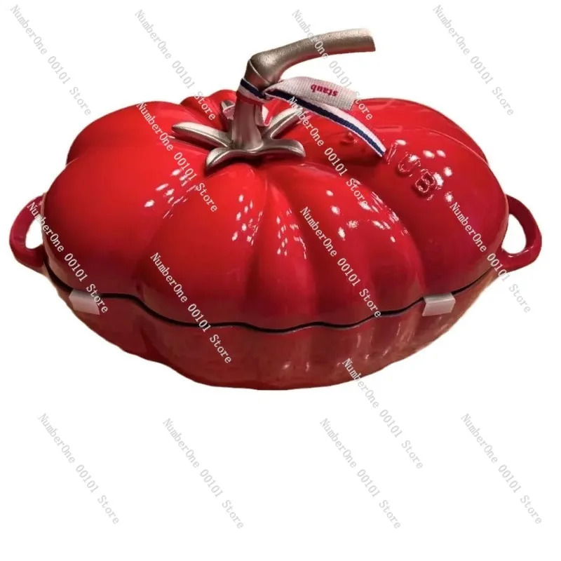 

25cm Cast Iron Enamel Large Tomato Pot Uncoated Multi-purpose Pot Saucepan Does Not Pick The Stove Cookwere