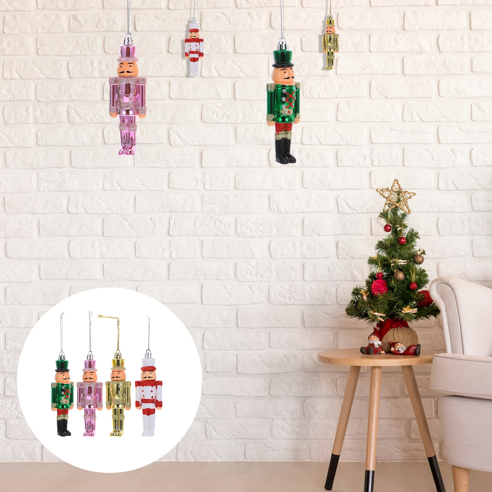 

4pcs Plastic Nutcracker Hanging Ornament Xmas Decoration Festive Home Party Favor Nutcracker Desktop Craft Gift