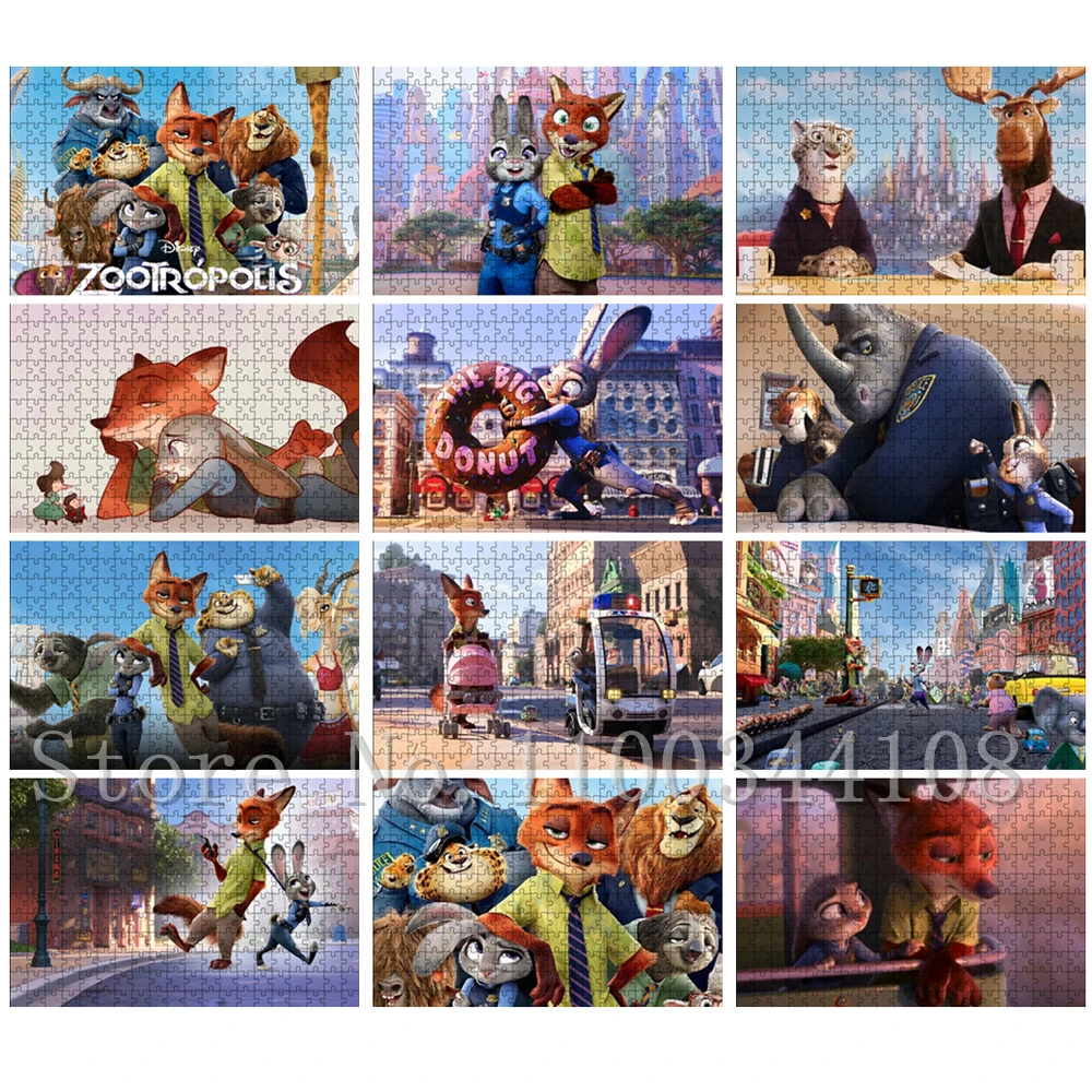 Puzzle de films Disney Zootopia, dessins animés, Judy et ick, jeu d'assemblage, jouets éducatifs pour enfants