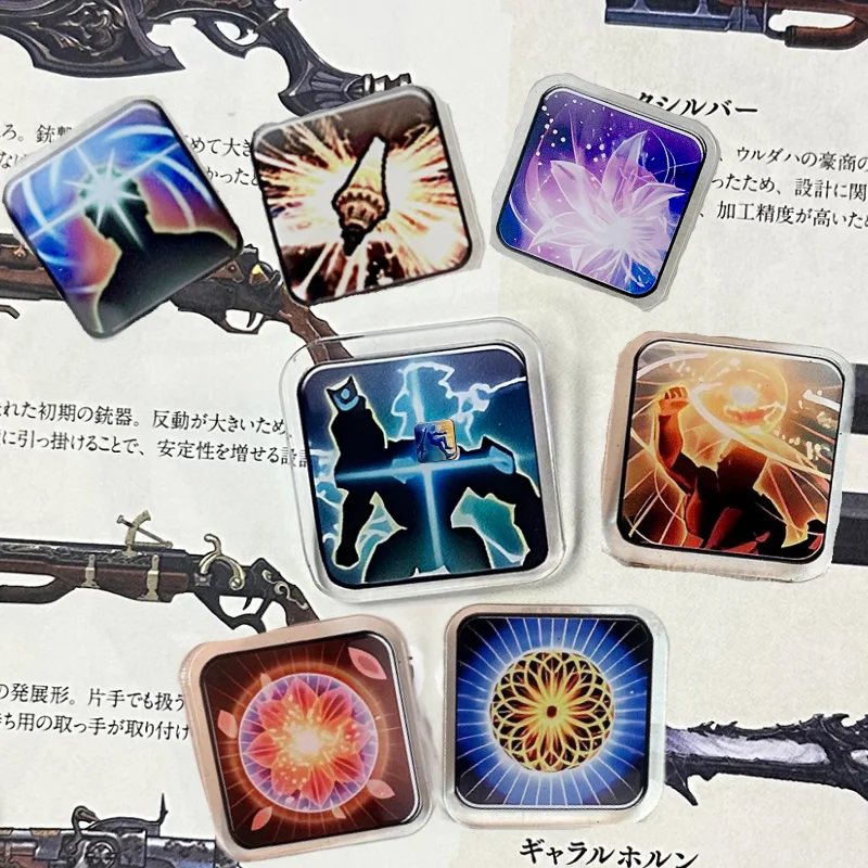 

FINAL FANTASY XIV ACG FF14 Badge Anime Game Career Skills Brotherhood Elusive Jump Wearable Acrylic Medal Collection DIY Toys