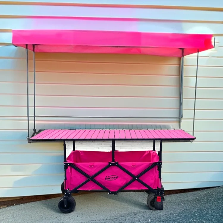 Large 167*60 Table  Large Table  Foldable Mobile Awning Stall Cart Six-Pole Extendable for Outdoor Camping