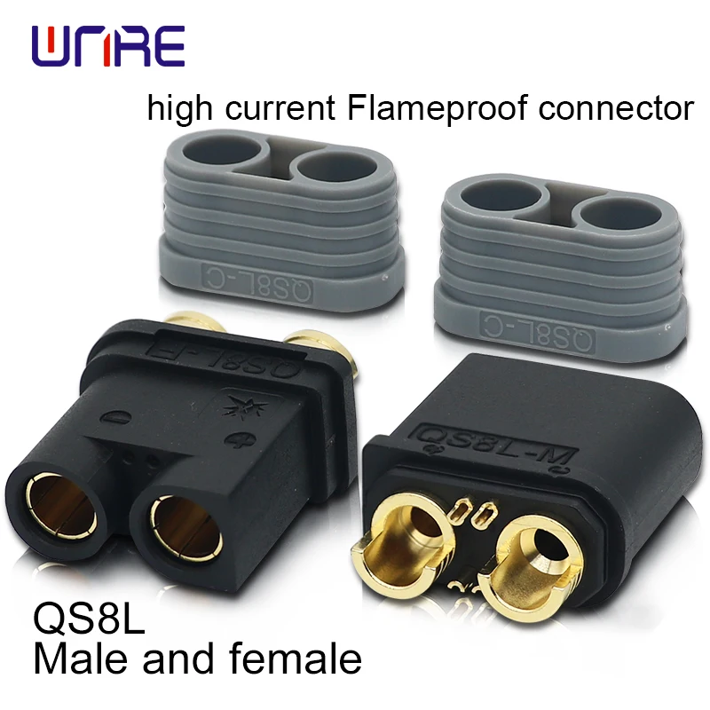 QS8L 130A Ultra-High Power Flameproof Connector Gold-Plated Brass UL94-V0 for Heavy-Duty EV/Hyperchargers/Industrial Robotics