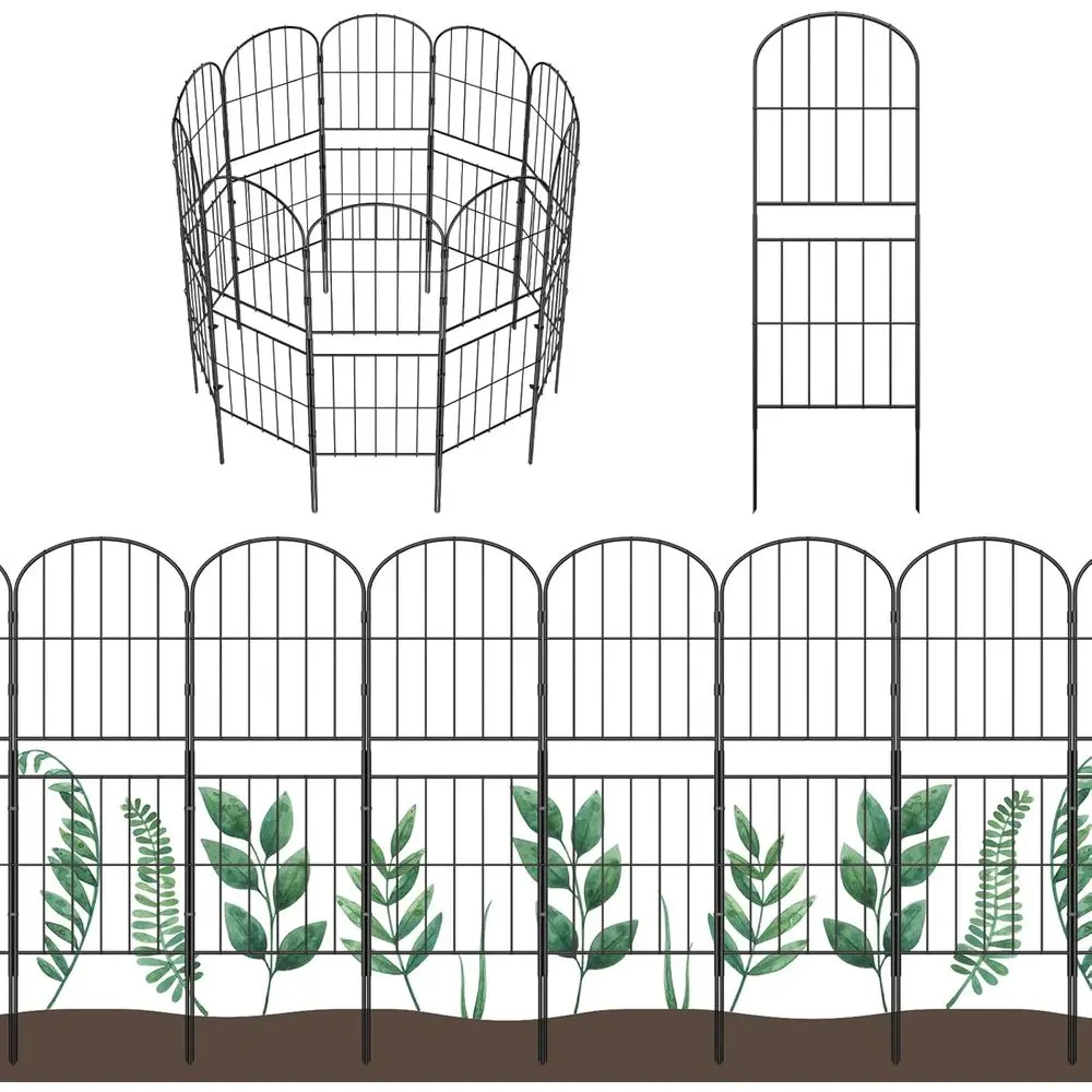 

Decorative Garden ence encing 10 Pack, 36in (H) x 10.8t (L) Rustproo Metal Wire Panel Border Animal Barrier or Dog, lower Edging