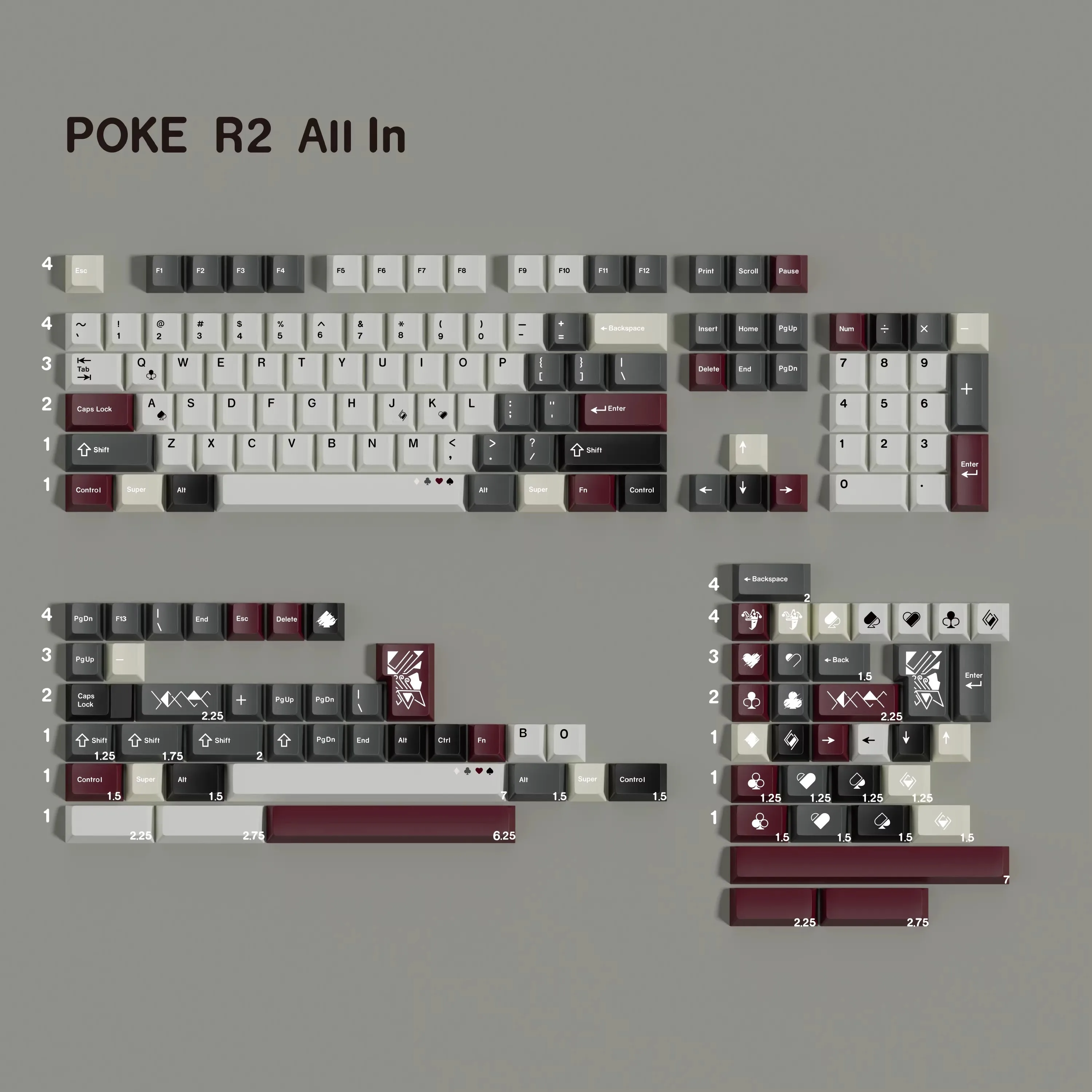 PBT keycaps MWK Poker 2 cherry profile Dye Sublimation For MX Switch Mechanical Keyboard double B Split spacebar
