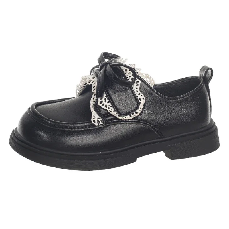 

Children's Leather Shoes Fashion Lace Bow Girls Princess Shoes Spring And Autumn New Soft Sole Baby Kid's Casual Flat Shoes