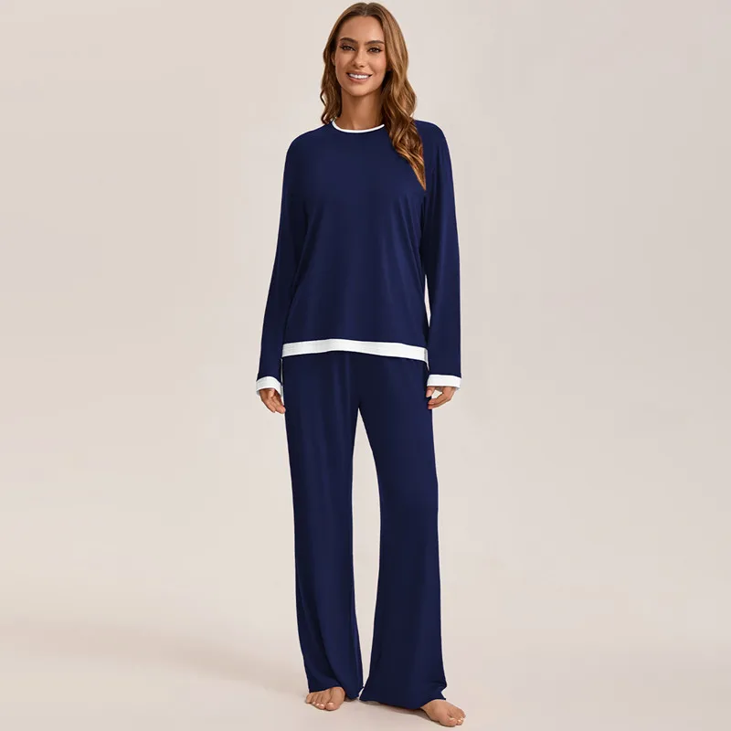 

Spring Autumn New Women's Pajamas Comfortable Modal Long-sleeved Trousers Sets Loungewear Two-piece Sleepwear Pijamas Mujer