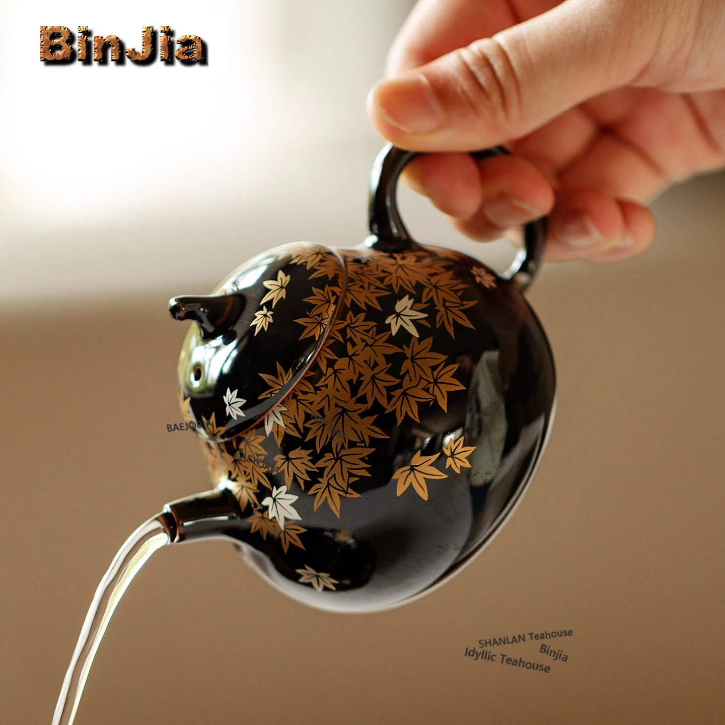 100ml Ink Dyed Golden Maple Teapot Ancient Tea Infuser Pot Tea Maker Kettle With Strainer Chinese Tea Set Accessories Ornaments