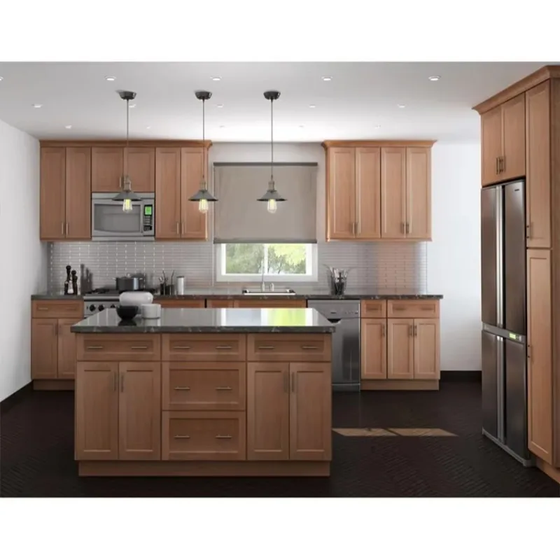 Customised Euro Usa Style Walnut Color Hdf Wood Kitchen Cabinet Design House Modern Natural Maple Wooden Shaker Kitchen Cabinets